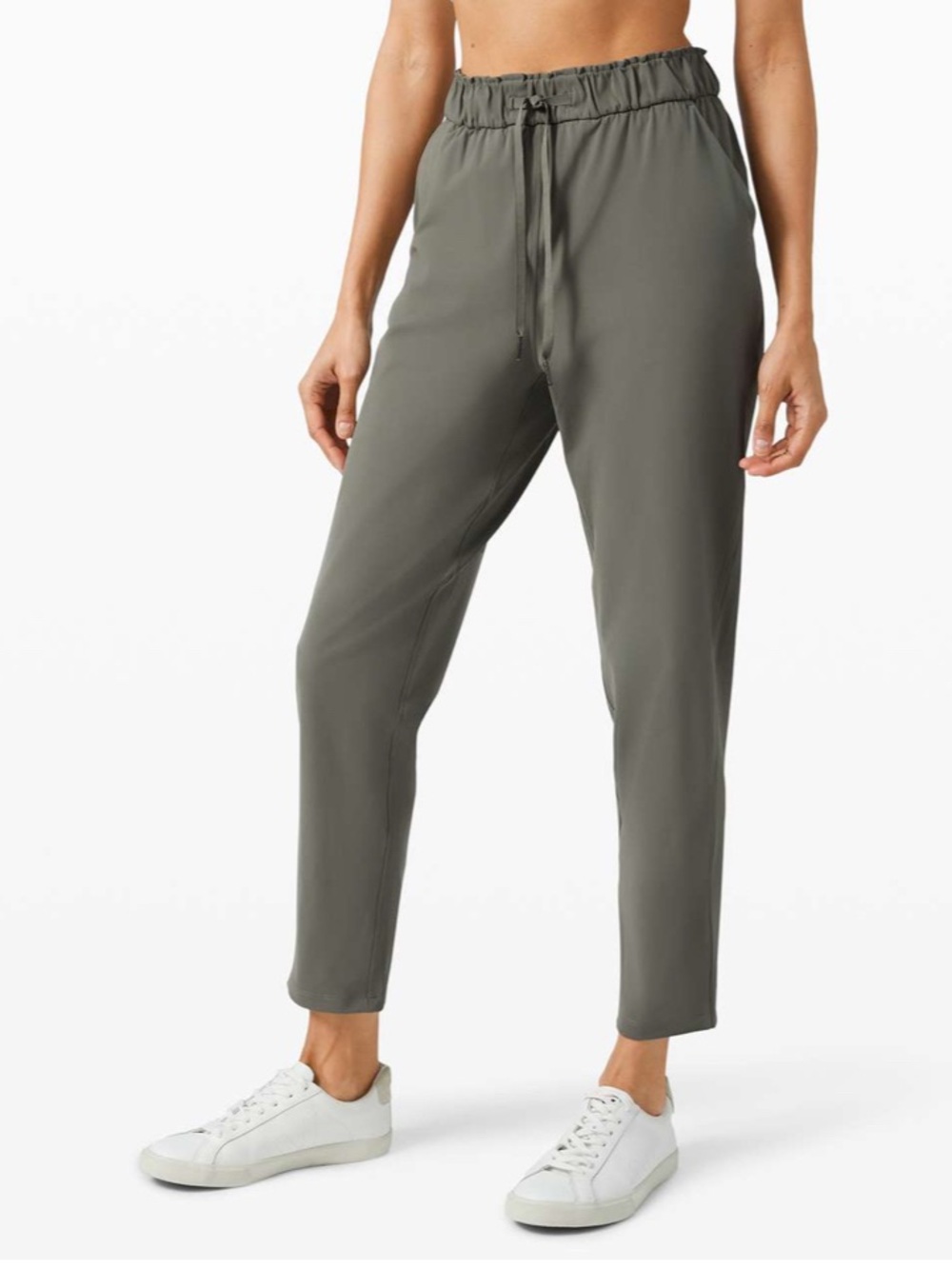 Lululemon Keep Moving Pants olive green women’s 12 casual travel gym elastic